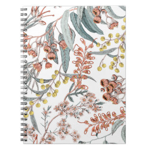 Australische Blume. Nahtloses Schwarz Notizblock