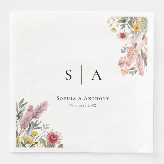 Australische Botanicals Wedding Napkins Serviette (Vorderseite)