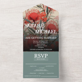 Australische Botanische Waratah All In One Einladung