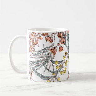 Australische einheimische Blume. Nahtloses Schwarz Kaffeetasse