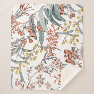 Australische einheimische Blume. Nahtloses Schwarz Sherpadecke