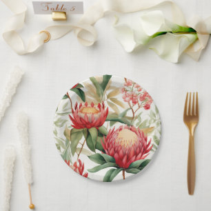 Australische einheimische Protea-Blume II Pappteller