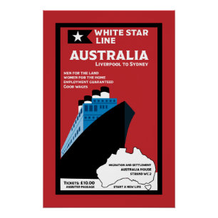 Australische Einwanderung Vintage-Kunst Poster
