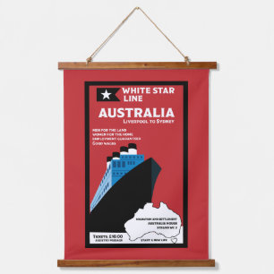 Australische Einwanderung Vintage-Kunst Wandteppich Mit Holzrahmen