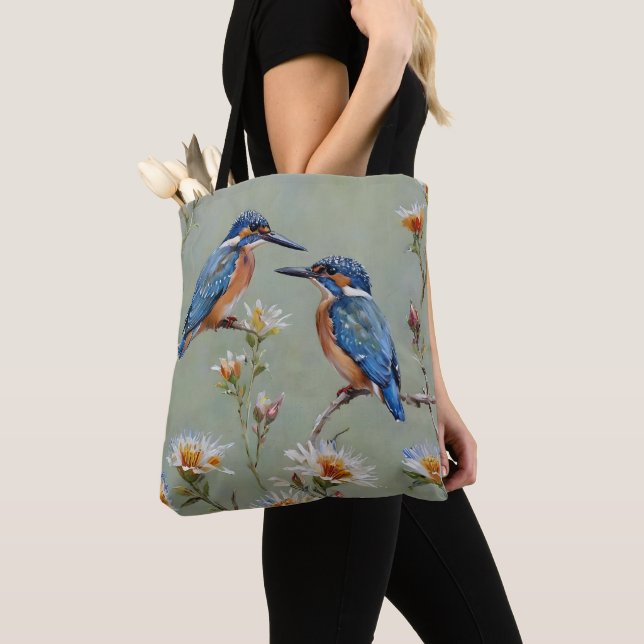 Australische Eisvögel Vögel Und Blumen Ölmalerei, (Von Nahem)