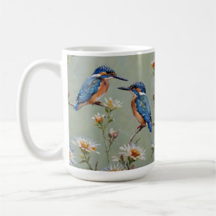 Australische Eisvögel Vögel Und Blumen Ölmalerei, Kaffeetasse