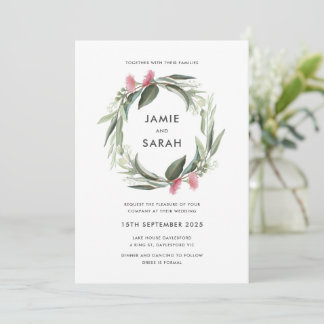 Australische Eucalyptus Wreath Wedding Einladung