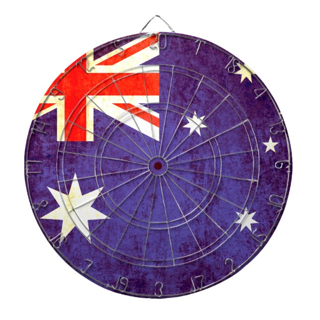 Australische Flagge antiquiertes Dartboard Dartscheibe (vorne)
