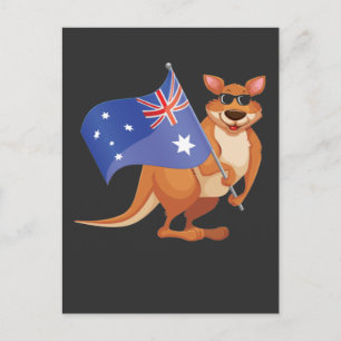 Australische Flagge Aussie Kangaroo mit Sonnenbril Postkarte