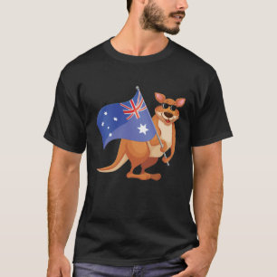 Australische Flagge Aussie Kangaroo mit Sonnenbril T-Shirt