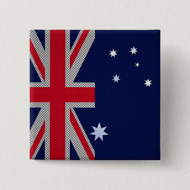 Australische Flagge Design Carbon Fiber Style Button (Vorderseite)