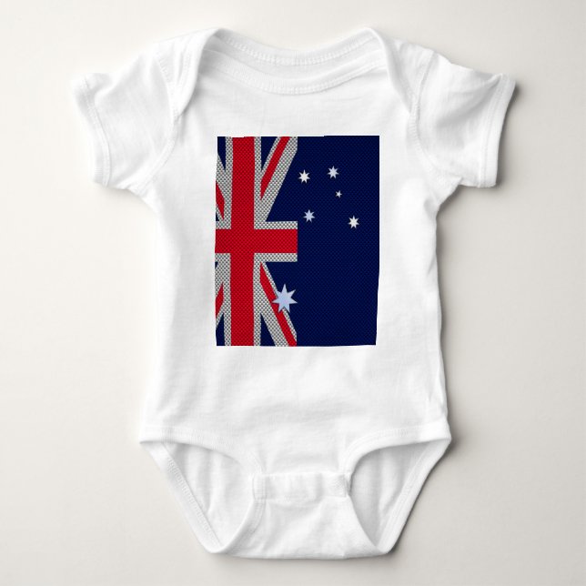 Australische Flagge Design Carbon Fibre Chrome Sty Baby Strampler (Vorderseite)