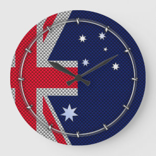Australische Flagge Design Carbon Fibre Chrome Sty Große Wanduhr