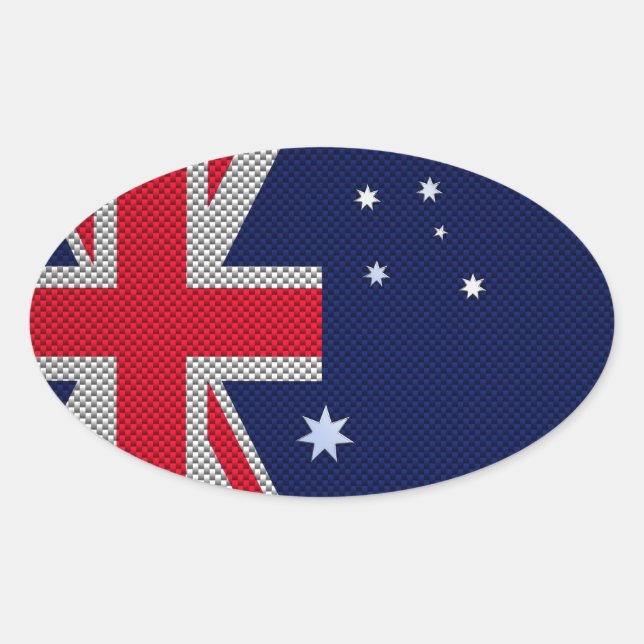 Australische Flagge Design Carbon Fibre Chrome Sty Ovaler Aufkleber (Vorderseite)