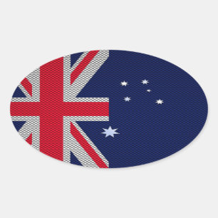 Australische Flagge Design Carbon Fibre Chrome Sty Ovaler Aufkleber