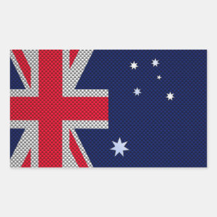 Australische Flagge Design Carbon Fibre Chrome Sty Rechteckiger Aufkleber