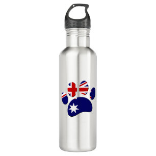 Australische Flagge Dog Paw Print Edelstahlflasche
