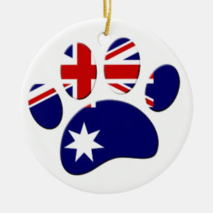 Australische Flagge Dog Paw Print Keramik Ornament