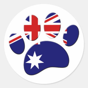 Australische Flagge Dog Paw Print Runder Aufkleber