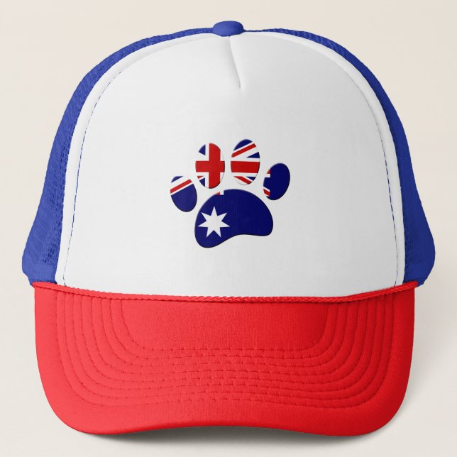 Australische Flagge Dog Paw Print Truckerkappe (Vorderseite)