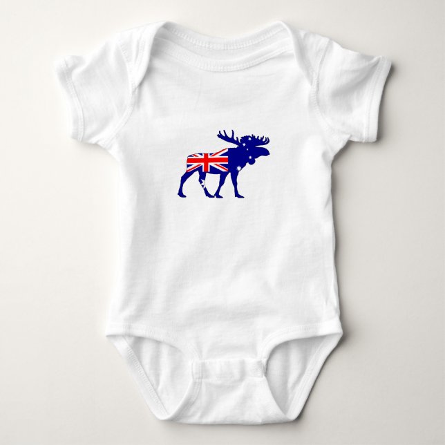 Australische Flagge - Elch Baby Strampler (Vorderseite)