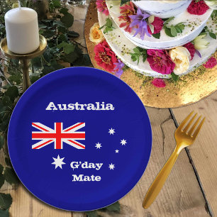 Australische Flagge & G-Day Mate, Party, Sport /Ru Pappteller