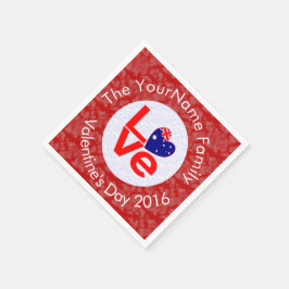 Australische Flagge Herzerrote LIEBE Serviette