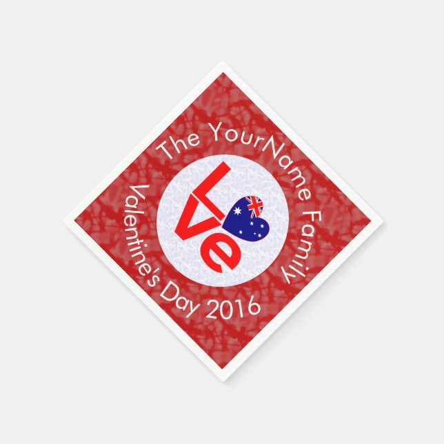 Australische Flagge Herzerrote LIEBE Serviette (Ecke)