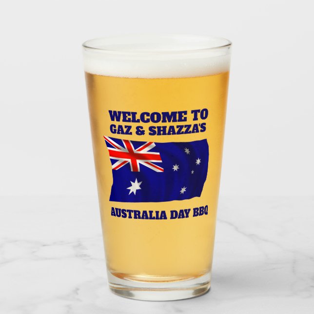 Australische Flagge Modern Aussie personalisiert B Glas (Vorne (Gefüllt))