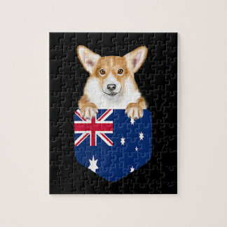 Australische Flagge Pembrach walisischer Korgi Hun Puzzle