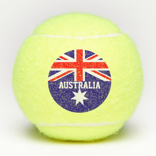Australische Flagge personalisierter Name Druck 3  Tennisbälle (Vorderseite)