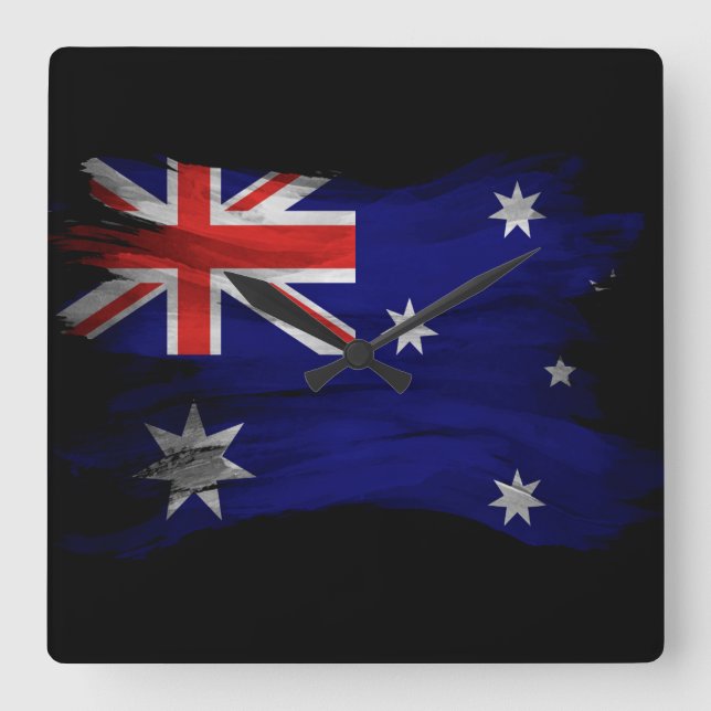 Australische Flagge Pinselstrich, Nationalflagge Quadratische Wanduhr (Vorderseite)