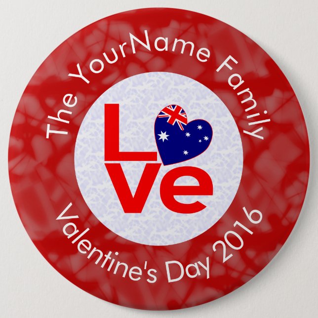 Australische Flagge Rote Buchstaben LIEBE Flag Per Button (Vorderseite)