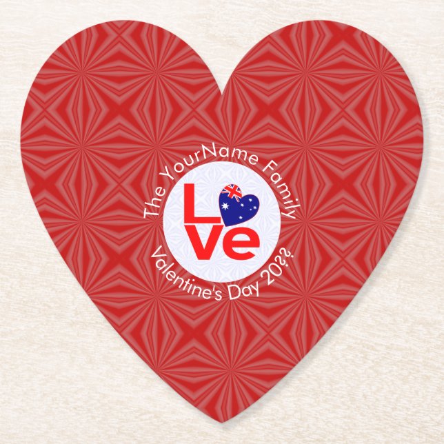 Australische Flagge Rote Buchstaben LIEBE Flag Per Untersetzer (Vorderseite)