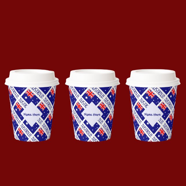 Australische Flagge Tiled Blue Personalisiert Pappbecher (Von Creator hochgeladen)