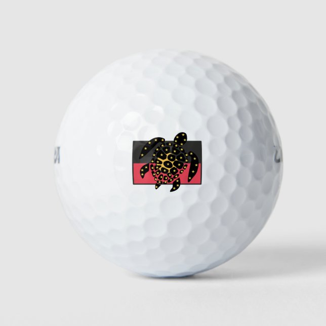 Australische Flagge und Meeresschildkröte Golfball (Vorderseite)