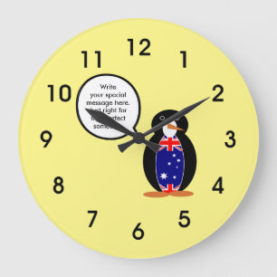 Australische Flagge - Vortrag von Herrn Penguin Große Wanduhr