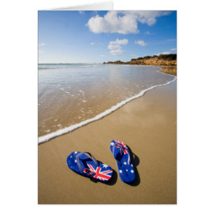 Australische Flaggen auf Strand Südwales