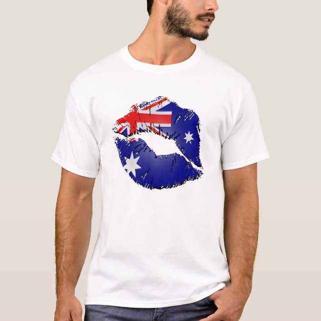 Australische Flaggen-Lippen T-Shirt (Vorderseite)