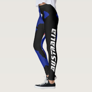 Australische Flaggendesign - Weißbriefe auf schwar Leggings