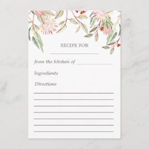Australische Floral-Rezeptkarte in Rosa Begleitkarte