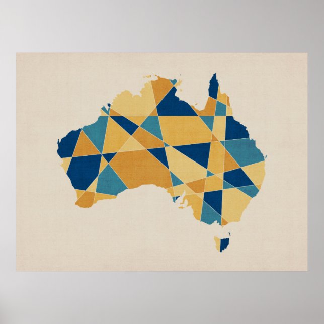 Australische Geometrische Retro-Karte Poster (Vorne)
