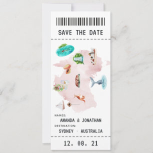 Australische Hochzeit Bordkarte Save-the-Date-Kart Save The Date