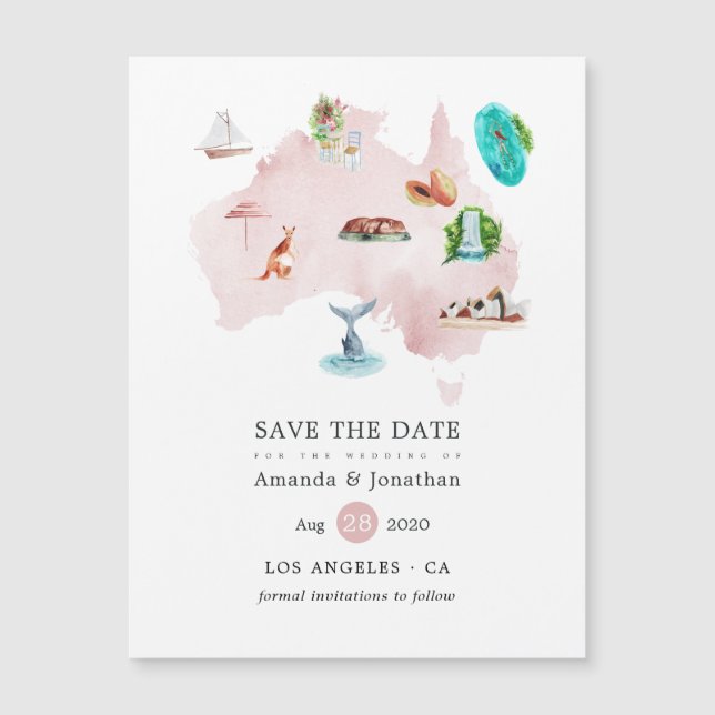 Australische Hochzeit in Urlaubsort Save the Date Magnetkarte (Vorderseite)