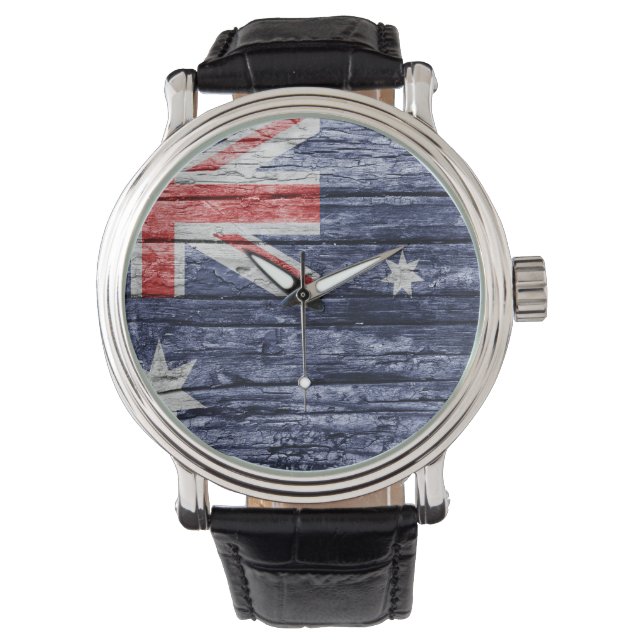 Australische Holzflagge Armbanduhr (Vorderseite)