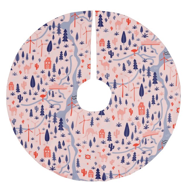 Australische Ikonen, nahtlos dekoratives Muster. Polyester Weihnachtsbaumdecke (Vorderseite)