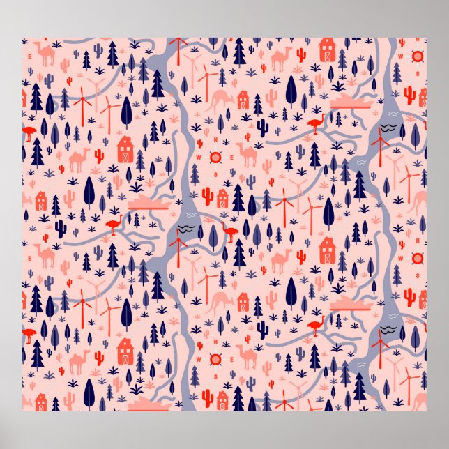 Australische Ikonen, nahtlos dekoratives Muster. Poster (Vorne)