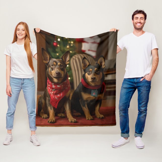 Australische Kelpie am Feuerplatz Weihnachten Fleecedecke (Beispiel)