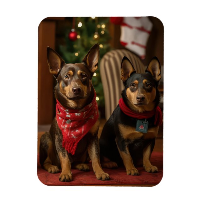 Australische Kelpie am Feuerplatz Weihnachten Magnet (Vertikal)