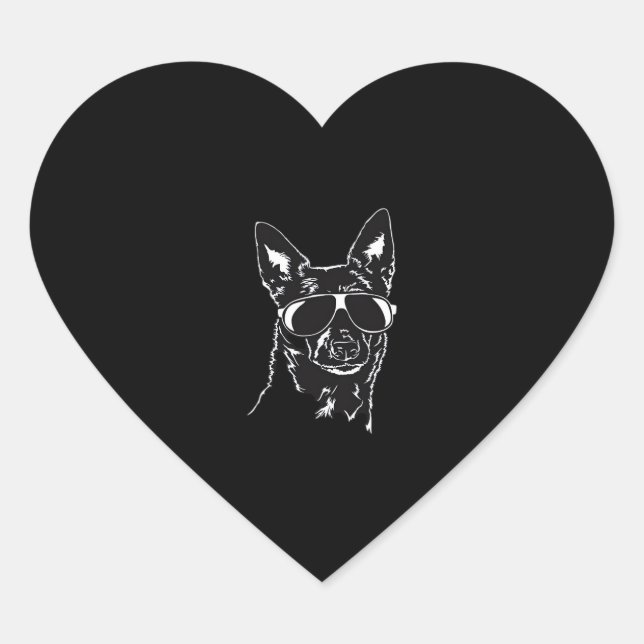 Australische Kelpie coole Hundssunglasche Classic  Herz-Aufkleber (Vorderseite)